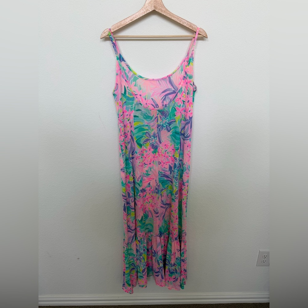 Lilly Pulitzer Swimsuit Cover Up Size Large Winni Coverup Floral Bright Pink - Picture 5 of 8